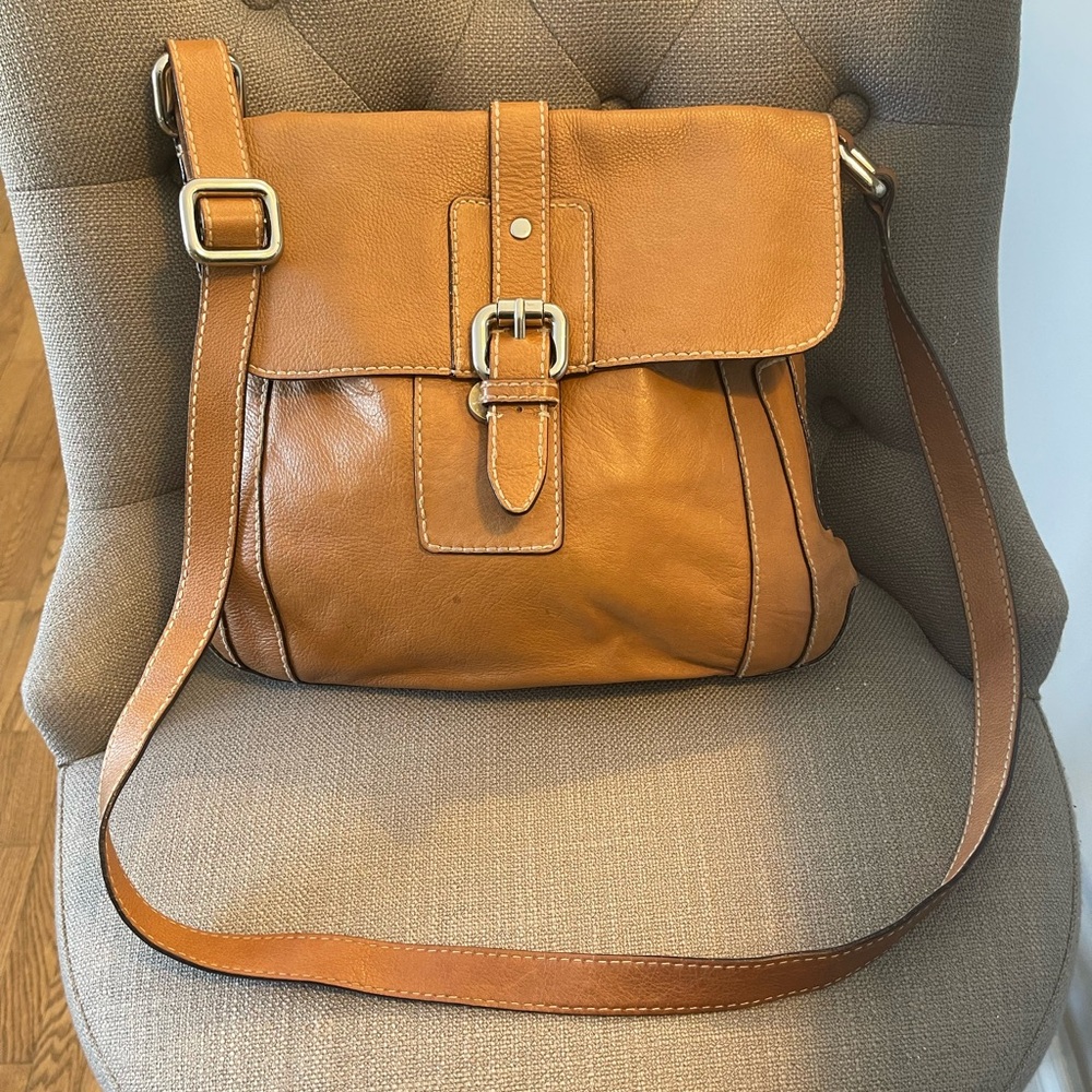 Fossil Tan Leather Crossbody Bag
